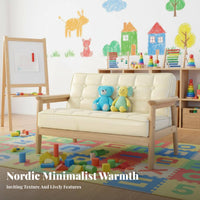 Hardwood Wood Framiniature Double children's Bench 2-Seater Toddler Sofa Photography Prop kids' Furniture Modern Design for Boys and Girls, Preschoolers, Kindergarten, literary Corner, Playroom, Daycare