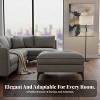 Light Luxury Design Low Upholstered Sitting Pier Soft Padded Top Footrest Sturdy Construction Ottoman Multi-Functional for Interior Decorators, Families, Homeowners, Living Room, Bedroom, Entryway, Apartment