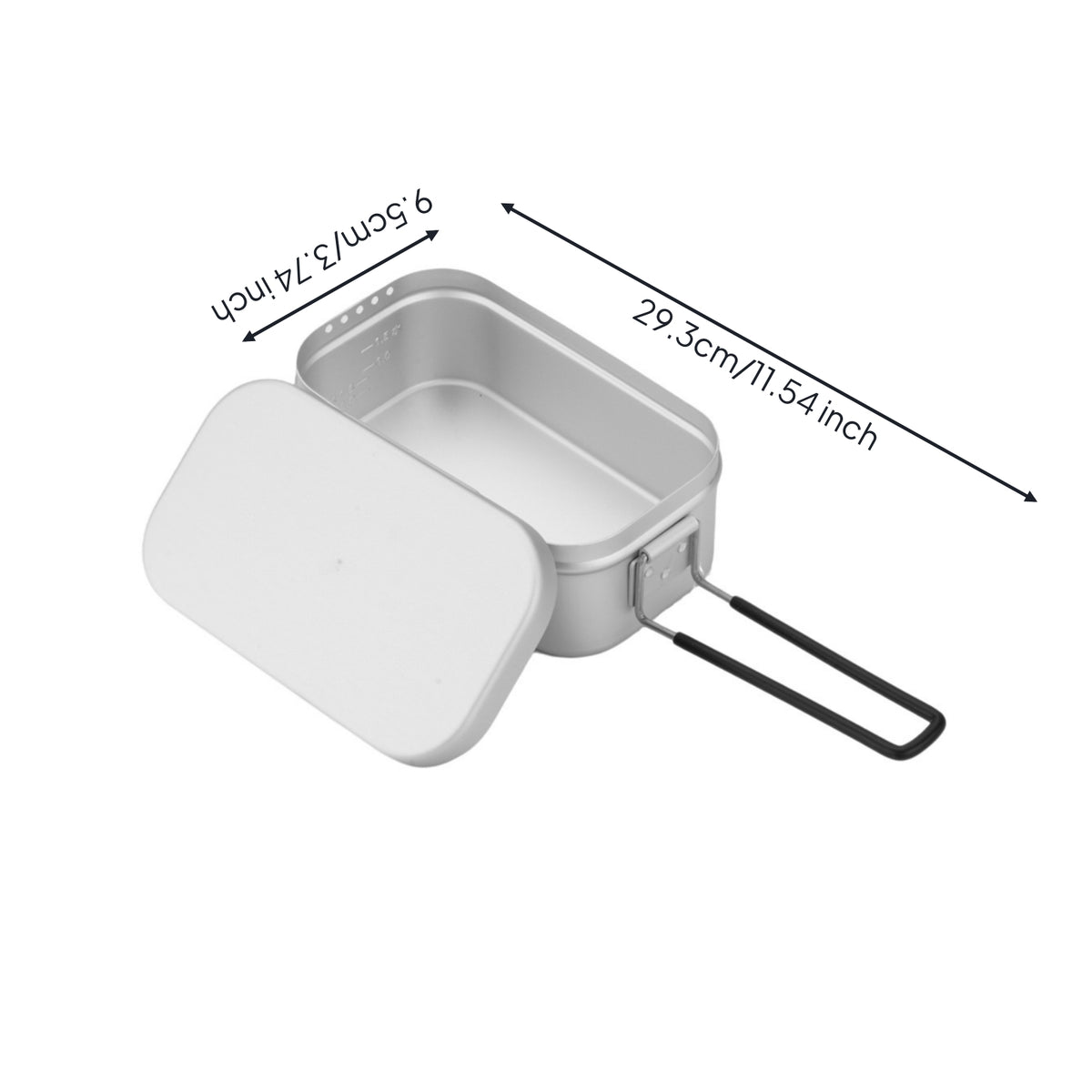 Japanese Style Aluminum Lunch Box Silver Finish Lunch Box with Handle Rounded Corners