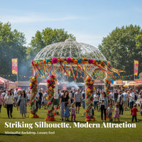 Grand Centerpiece Large 6-Pillar Wedding Dome Detachable Frame White Metal Pavilion Elegant Scrollwork Design Domed Iron Gazebo for Venue Owners, Couples, Garden Parties, Photo Backdrops