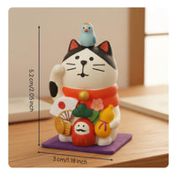 Good Luck Charm Maneki-Neko Statue Symbol of Wealth Japanese-Inspired Design Figurine Cute Design for Business Owners, Bookshelf Display
