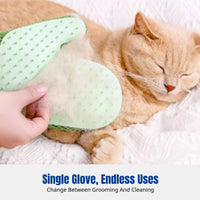 Pet Grooming Glove, Cat Hair Remover, Double-Sided, Antiabrasion, Adjustable Fit, Multi-Scene Cleaning