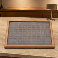 Band Slot Tray 90 Slots Wooden Band Tray Small Item Holder Walnut Wood Cloth-Lined Lined