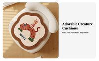 Cartoon Animal Seat Cushion Faux Cashmere Texture Cushiony Animal Chair Pad Extremely Soft Cartoon Character Seat Pad for Office Workers, Students