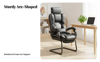 No Wheels Reclining Sled Base Chair Support Sled Base Armchair Ergonomic Design Computer Seat Thick Padded Cushion for Executives, Clients, Students, Conference Room, Restping