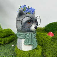 Raccoon Planter Indoor Outdoor Plant Holder Creature Design for Garden Display
