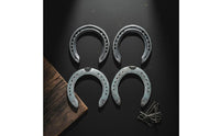 4 Pieces Steel Horseshoe Includes Nails Steel Horseshoe Nail Long-Lasting