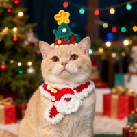 圣诞节猫咪狗狗手工编织围脖可爱口水巾节日装扮帽子服饰宠物围兜