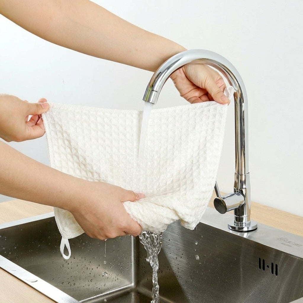Weave 40cm x 40cm Cleaning Cloths Kitchen Towel, High Absorbency Polyester-Nylon Blend, Machine Washable for Dishes and Glass