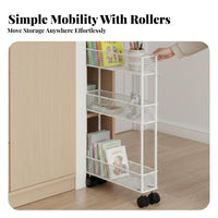 Slim Rolling Storage Unit Adjustable Shelves Slim Rolling Organizer for Renters
