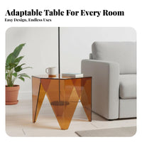 Space-Saving Sofa Side Table Transparent Look Waterfall Side Table Multi-Functional Nightstand Modern Design for Apartment Dwellers, Homeowners, Interior Decorators, Bedroom, Home Office