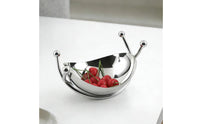 Stainless Steel Fruit Bowl Polished Smooth Sweet Treats Dish Stable Base Modern half moons Bowl for Living Room