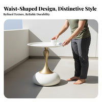 Space Saving Slim Waist End Table Light Luxury Design Wrought Iron Corner Table Anti-Drop Rim Hemisphere Base Nightstand Easy Installation for Apartment Dwellers, Interior Designers, Small Areas, Living Room, Bedroom, Balcony