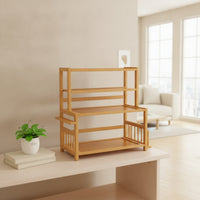 Countertop Shelf Organizer Space-Saving Kitchen Countertop Rack Compact Wooden Storage Rack for Apartments