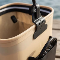 Foldable Fishing Bucket Side Pocket Square Angling Container Beige and Black Outdoor Equipment