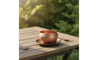 Copper Cup with Saucer Elegant Copper Tea Cup Low Profile Drinkware for Hosts, Desk