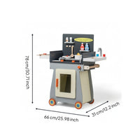 Toy Grill Cart Freestanding Kitchen Trolley Toy Educational Play Kitchen with Grill for Kids, Daycare, Classroom