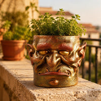Decorative Head Planter Embossed Head Planter Human Face Pot uncoveredTop Plant Holder Indoor Outdoor Use