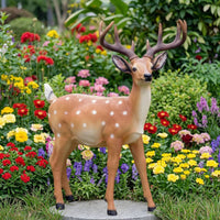 Realistic Deer Garden Statue Lifelike Deer Statue Outdoor Animal Figure Weatherproof for Nature Lovers, Gardeners, Courtyard