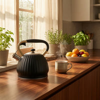 Steaming Tea Kettle Ribbed Cookware Decorative for Kitchen
