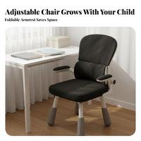 Sturdy Construction Height Adjustable Study Chair Soft Padded Seat Adjustable Student Chair Anti-Slip Feet Stable 4-Leg Design for Primary School Students, Teenagers, Homework, Reading, Home, Bedroom