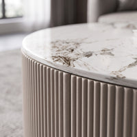 2 Pieces Round Coffee Table Modern Coffee Table Set Minimalist Nesting Tables for Living Room, Lounge