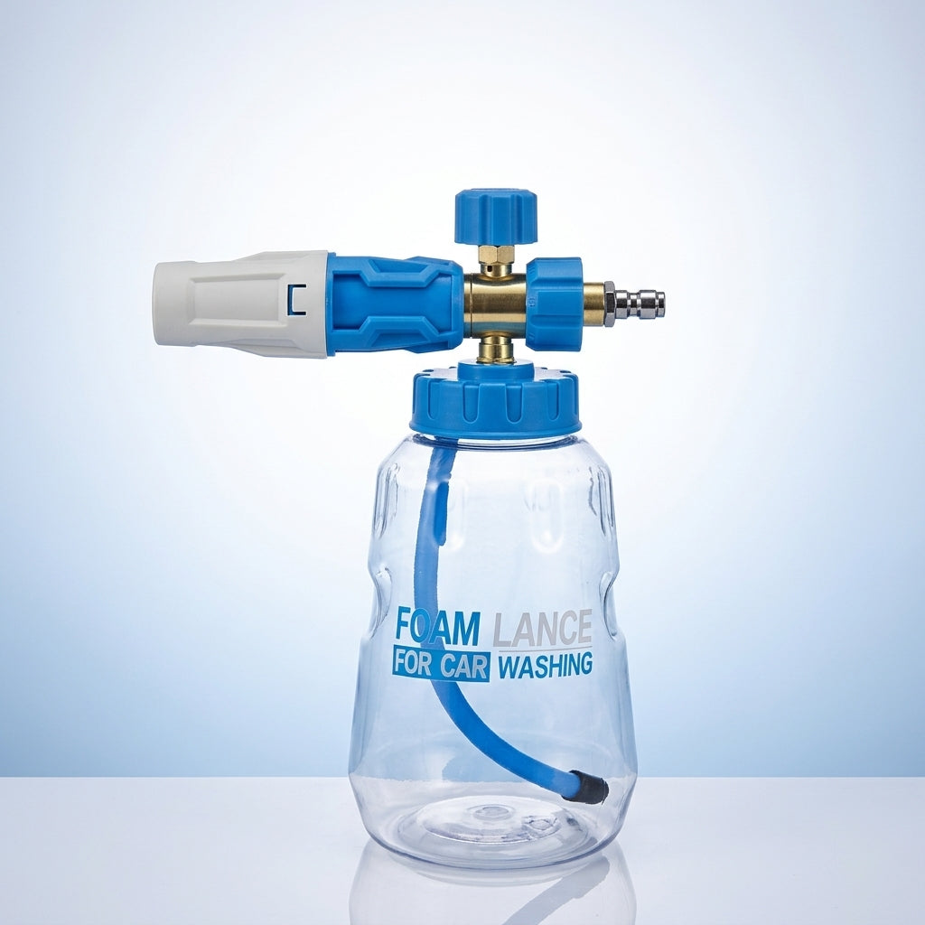 Spray Bottle for Car Cleaning and Car Wash, Foam Sprayer with Clear 1L Bottle to Monitor Levels, Pre Wash Foam Lance, Quick Connect Brass Parts