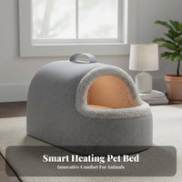 Heated Pet Den Automatic Heating Heated Feline Cave Private and Snug Pet House for Felines, Small Dogs, Cold Weather, Indoors, Living Room