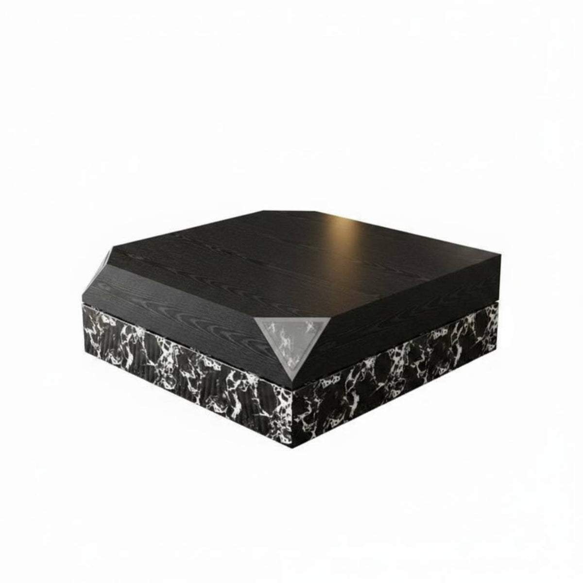 Minimalist design rotateing Storage Table Marble Pattern Top Living Room Furniture Wood Grain Finish Rotatable Design for Homeowners, Apartment Dwellers, Families, Lounge Area