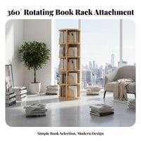 360-Degree Rotation Rotating bookshelf Tower Movable with casters bookshelf Space-Saving Design Storage Solution Large Capacity for Children, Book Lovers, Bedroom, Small Spaces, Study Room, Home Office