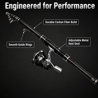 Carbon Fiber Telescopic Fishing Rod and Reel Combo 6 Section Spinning Sea Rod