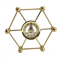 Round Analog Clock Ornament Gold-Colored Metal Clock Ornament Decorative for Home Decor