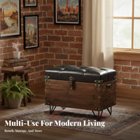 Retro Design Vintage Barrel Ottoman Multi-Functional Storage Stool Multifunctional Footstool Padded Seat for Business Owners, Homeowners, Clift-awayee Shop, Retail retailer, Living Room, Entryway