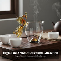 Elegant Design Phoenix Handle Tea Pitcher Heat Resistant Glass Gongdao Cup Easy to Clean Handmade Phoenix Glass Pitcher Dripless Spout for Gift Givers, Adults, Home, Kitchen, Office