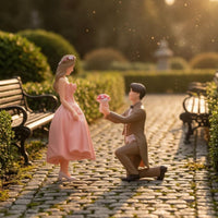 2 Pieces Couple Figurine Colorful Painted Resin Couple Figurine Handcrafted Style 1/64 Scale Figure
