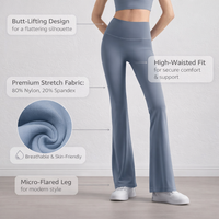 Flared Leggings for Women High Waist Nylon Spandex, Wide Leg Trousers with Hip Lifting Design, Bootcut Style Pants