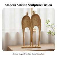 Abstract Human Statue Tabletop Statue Tapered Two-Figure Sculpture Compact Size