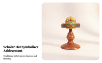 Hand-Painted Multicolor Scholar Cap Ornament Cap-Shaped Desk Ornament