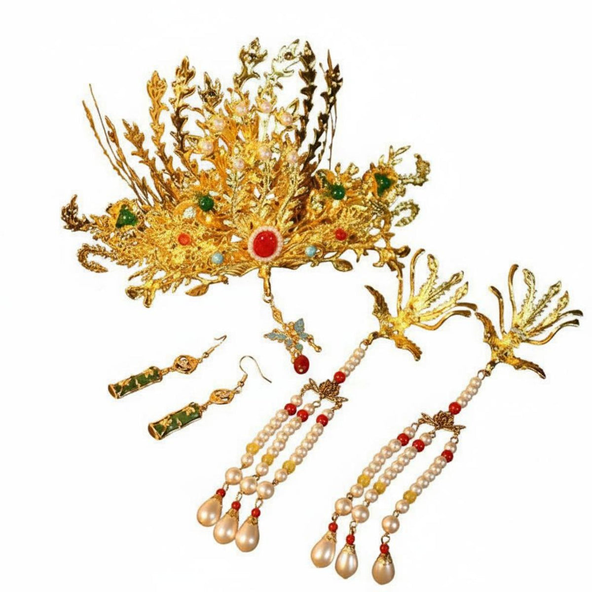 Chinese Peacock Crown Luxurious Design Peacock Crown Chinese Wedding Headdress Intricate for Weddings
