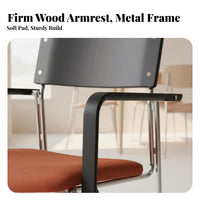 Retro Design Upholstered Armchair with Metal Frame Soft Padded Cushions Cushioned Metal Frame Seat ErRetro-Inspirednomic Backrest Dining Chair Easy Assembly for Homeowners, Office Workers, Readers, Kitchen, Living Room, Bedroom, Reading Nook