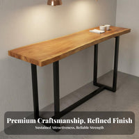 Solid Wood Bar Table Space-Saving Rustic Edge High Firm Table Structure Unfinished Edge Pub Desk for Restaurant Owners, Balcony, Cafe, Dining Area