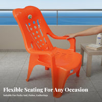 Thickened Design Highrear Monobloc Armchair Weather-Resistant Patio Chair Easy to Clean Lounge Seat Lightweight for Adults, Homeowners, event Planners, Beach, waterside, Garden, rearyard