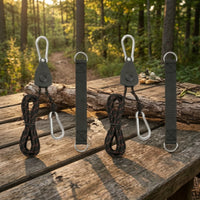 2 Pieces Ratchet Rope Hanger Heavy Duty Rope Hanger with Carabiners Self Locking Ratchet Tie down Strap for Boaters, Marine Storage, Boat Deck