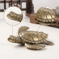 Brass Turtle Figurine Collectible Turtle Figurine Low-Profile Feng Shui Ornament for Collectors, Desk