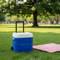 Wheeled Insulated Container Keeps Food Fresh Insulated Chiller Chest Easy to Move Portable Ice Chest for Outdoor Fishing, Car Travel