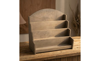Stepped Display Rack Wooden Postcard Display Rack Easy to Assemble Card Holder with Tiers for Retail Counters