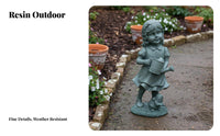 Whimsical Design Girl with Watering Can Statue Hand-Painted Girl with Watering Can Figurine Weather-Resistant for Flower Bed, Patio, Porch