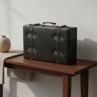 Vintage Design Suitcase Alloy Buckles Vintage Luggage Trunk Retro Wooden Storage Box Multi-Functional Antique Suitcase Box