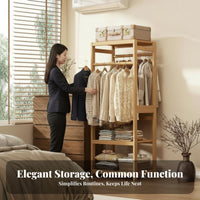 unrestrictedstanding Clothes Rail with footwear storage shelf Multi-Functional Clothing Rack Space-Saving Garment Stand Side pegs for Students, Renters, Homeowners, Bedroom, Living Room, Entryway