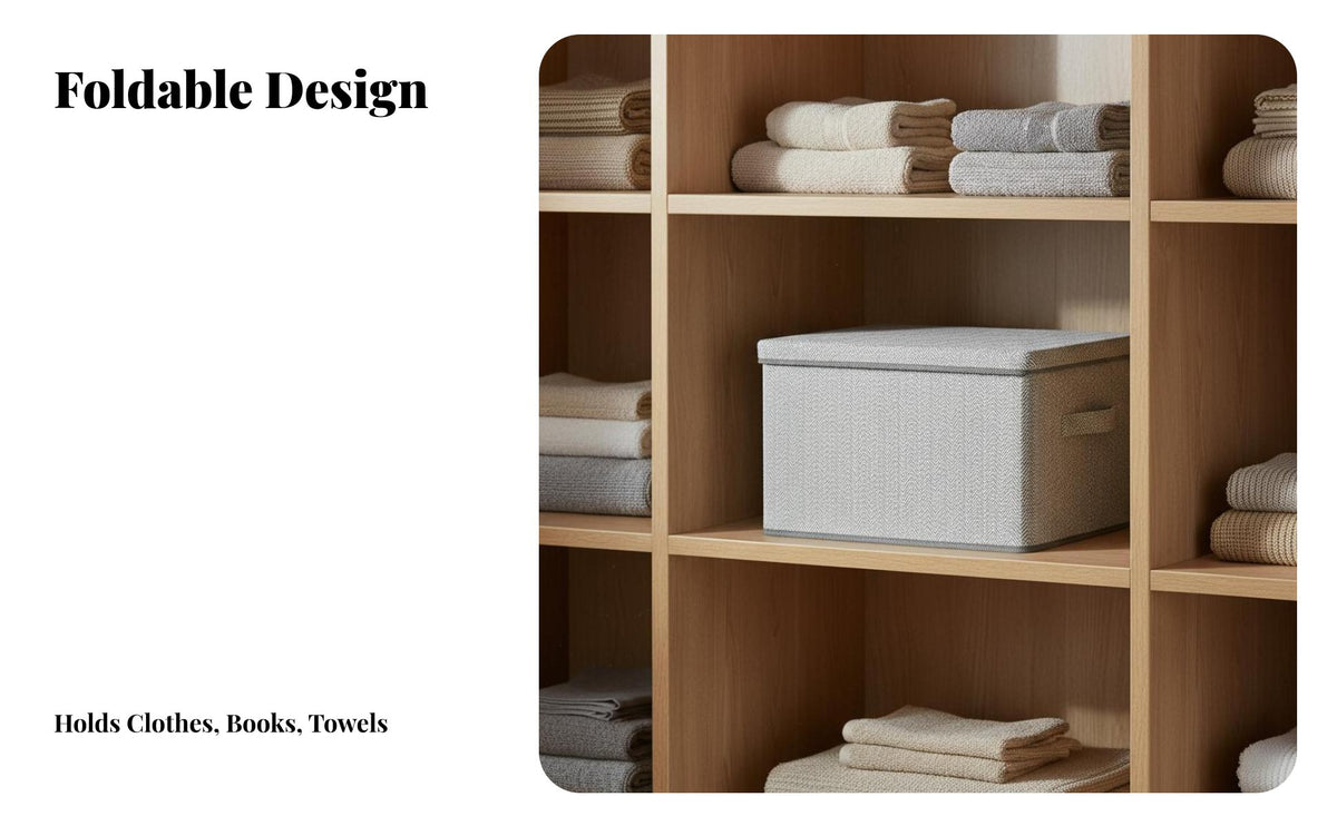 Textile Storage Box with Lid Large Capacity Foldable Clothes Organizer Dust-Resistant Clothes Storage Container for Homeowners, Bedroom, Under Bed